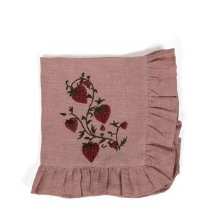 Fraises Des Bois Embroidered Napkin Set With Strawberry Motif Set of 4