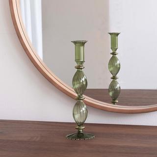Glass Cambridge Beryl Candlestick Holder, Set of 2