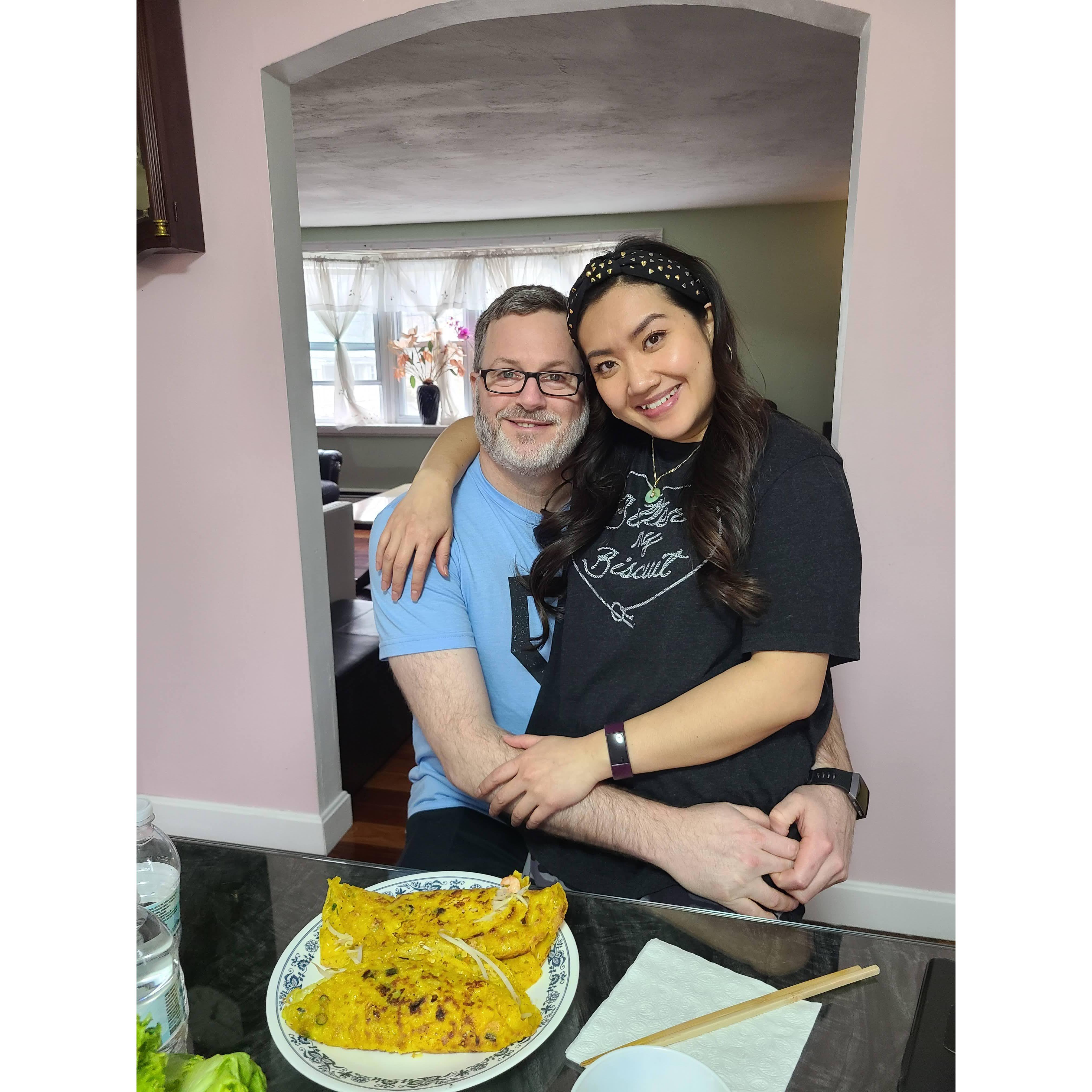 2022 Jen's birthday lunch at mom & dad's. Banh xeo is one of her favs.