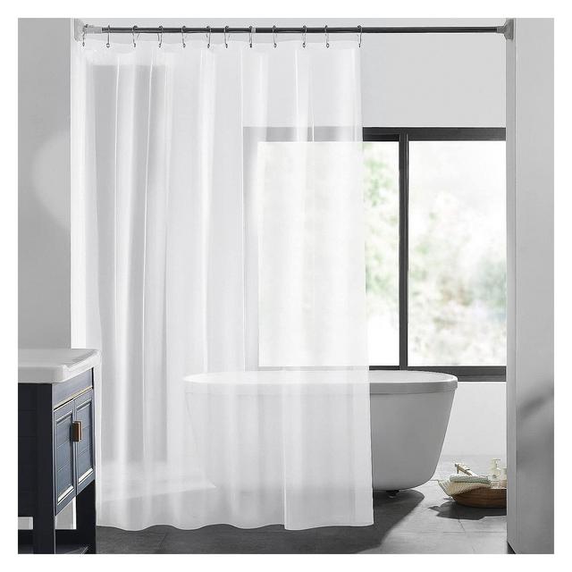 GoodGram Ultra Heavy Hotel Weight Odorless PEVA Vinyl Shower Curtain Liner With Splash Guard - Standard Size - Frosted Clear