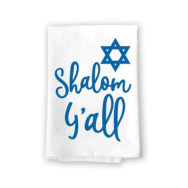 Honey Dew Gifts Funny Kitchen Towels, Shalom Y'all Flour Sack Towel, 27 inch by 27 inch, 100% Cotton, Highly Absorbent, Multi-Purpose Towel
