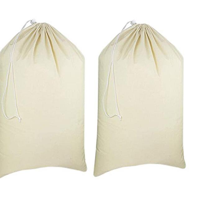 Urban Villa - 2 Pack Extra Large Canvas Heavy Duty Laundry Bags Natural Cotton -Multi Use- Size -28''x 36''