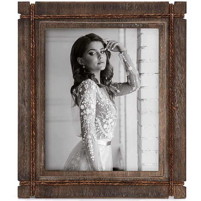 AKRILANE – Wooden Picture Stylish Frame (11 X 14, Style A) - Vintage and Rusty Look Style Photo Frame for Wall Mount & Wall Handing - Table Top Stand Display for Home Décor Wall Display