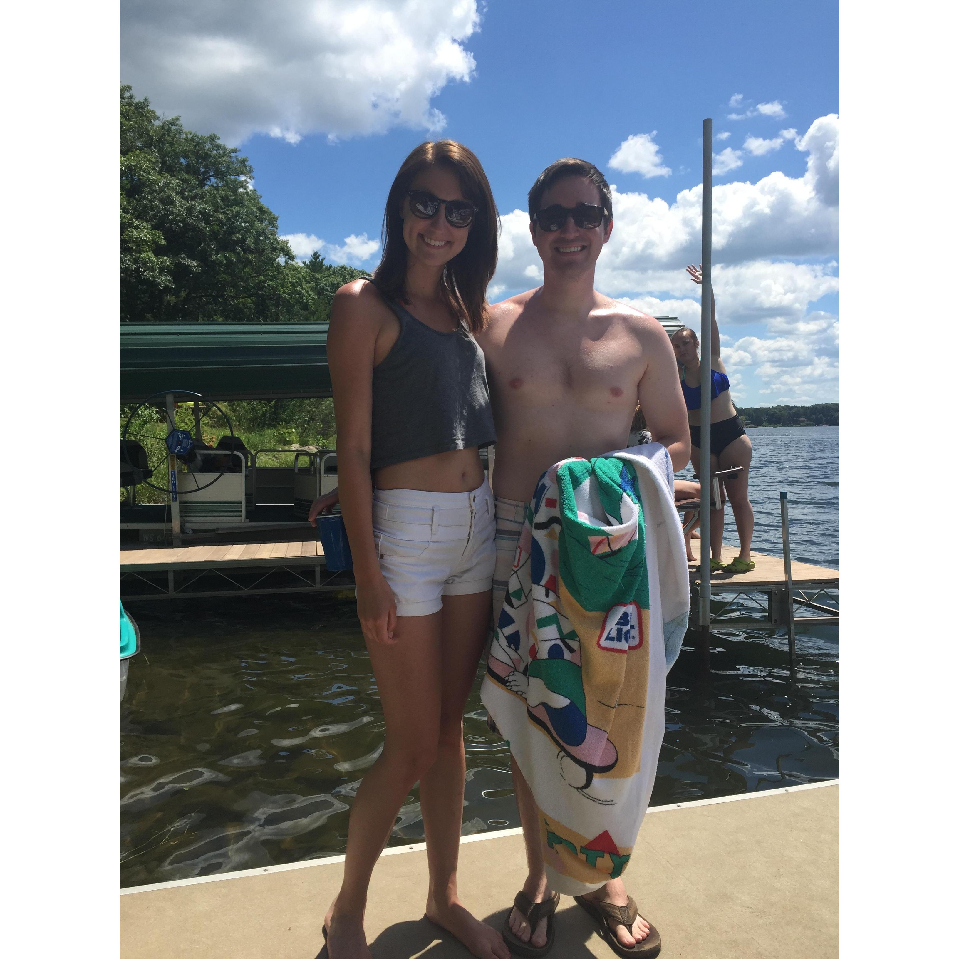 Minutes before Caitlin breaks her nose while tubing behind a speed boat - 07/2016