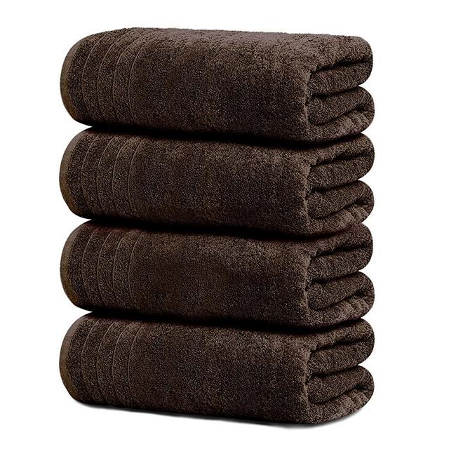 Tens Towels Large Bath Towels, 100% Cotton Towels, 30 x 60 Inches, Extra Large, Lighter Weight & Super Absorbent, Quick Dry, Perfect Bathroom Towels for Daily Use (Pack of 4) (Chocolate Brown)