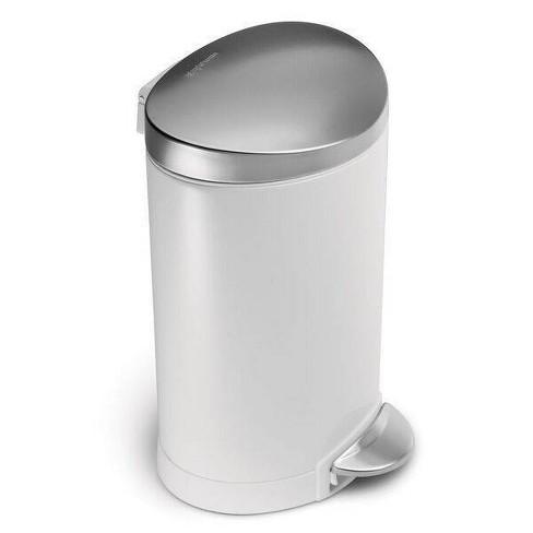 6L Semi-Round Step Open Trash White/Steel - simplehuman