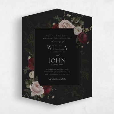 Black Diamond Wedding Invitation - Bourgeon Portrait