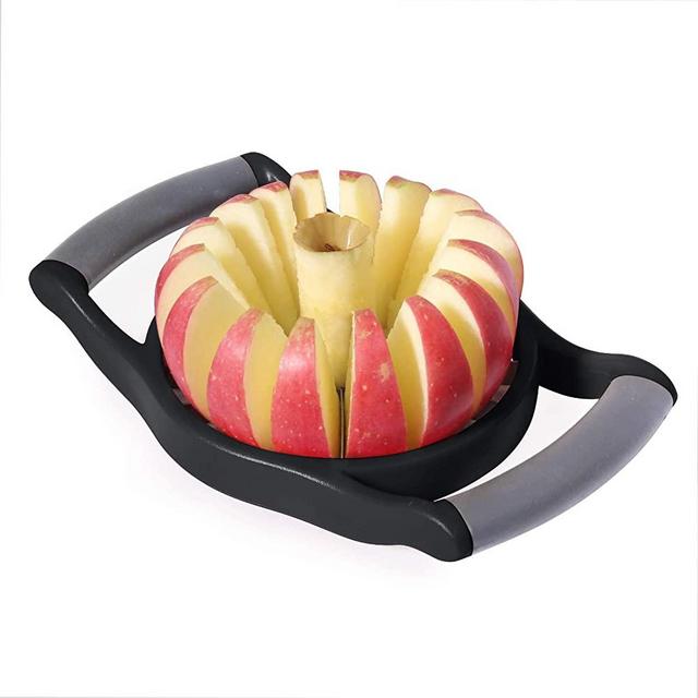 YYP Apple Slicer Corer, Stainless Steel Upgraded 16-Slice Sharp Apple Slice Cutter Large, Ergonomic Plastic Handle Non-Slip Easy Grips, Kitchen Fruit Divider Prevent Rust Easy Clean (Black)