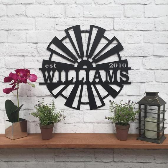 Personalized WINDMILL Wall Decor Family Established Sign