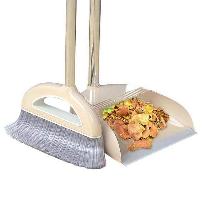 Household Broom Cleaning,Broom and Dustpan Set and Home,Long Handle Broom Set Dustpan and Lobby Broom for Indoor Outdoor Garage,Kitchen Room Lobby Use Quick Sweeping Broom & Dustpan