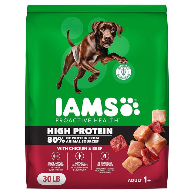 IAMS Proactive Health High Protein Dry Dog Food with Chicken & Beef, 30 lb. Bag