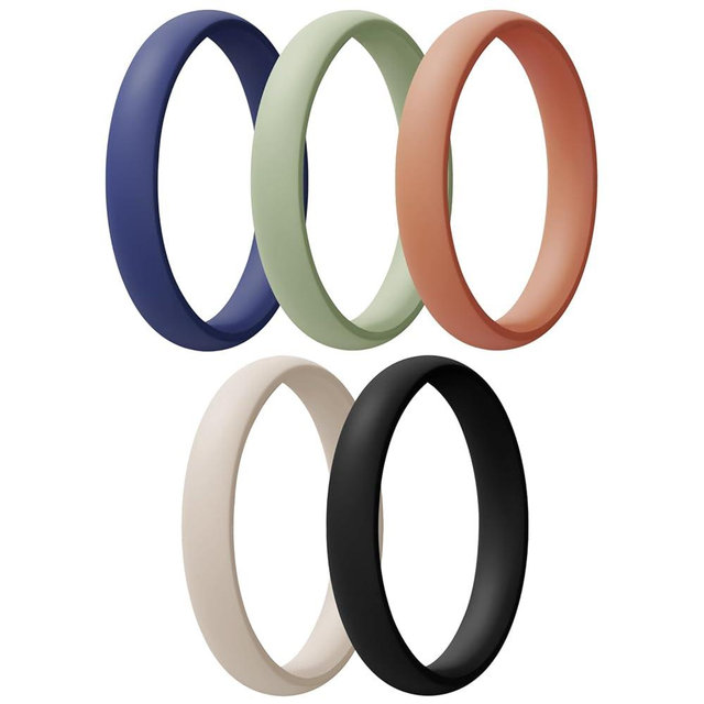 Egnaro Women's Bridal Rings Sets, Thin and Stackable Rings Silicone Women Wedding Bands，Rubber Promise Rings for Gift, Anniversary Ring for Work Out- 2.5mm Width - 1.8mm Thick