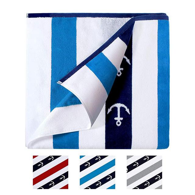 Rosybeat Beach Towels Pool Towels with Plush 100% Cotton Extra Large Soft Colorful Comfort Classic Design Velour Stripes for Summer Sunbathing and Pool Side Lounge Travelling 70x35 Inch/180x87Cm 1PCS