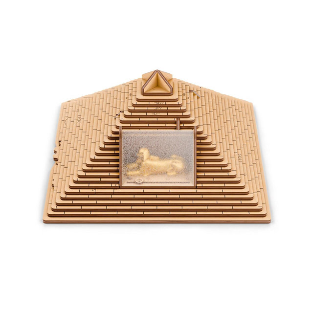 Wooden Puzzle Box for Adults - Pyramid Brain Teaser, Escape Room Money Gift Box with Hidden Compartment, Unique Birthday Gift