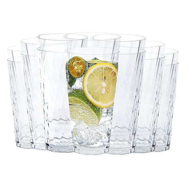 HONGBOLI unbreakable Plastic Drinking Glasses,Set of 6, Shatterproof Drinking Cups, Plastic glasses,20oz Drinking cup, Dishwasher Safe (Clear)