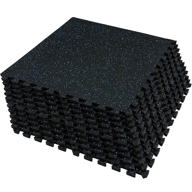 SUPERJARE 0.56“ Thick Exercise Equipment Mats, 48 Sq Ft EVA Foam Mats with Rubber Top, Interlocking Rubber Floor Tiles for Home Gym and Fitness Room, Protective Flooring Mat