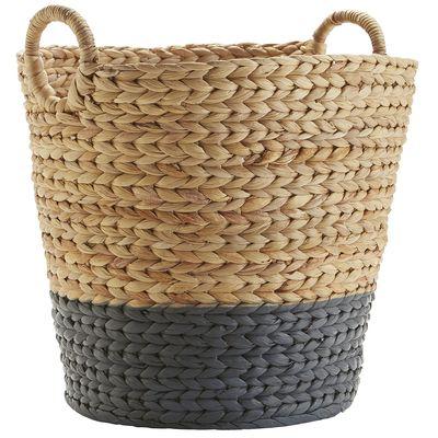 Dippy Gray & Natural Wicker Large Basket
