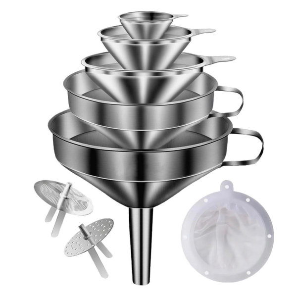 Stainless Steel Funnels, Set of 5