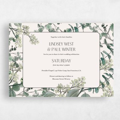 Cream, White Wedding Invitation - Terian Landscape