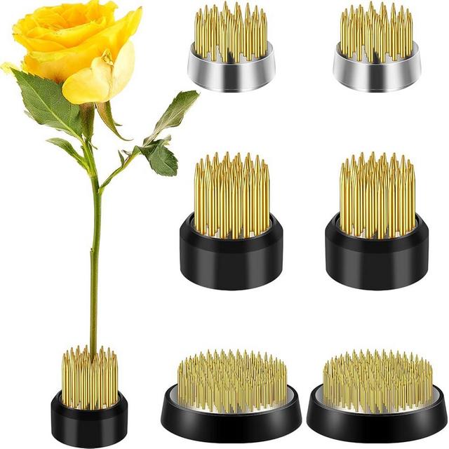 WILLBOND 6 Pcs Flower Frogs Floral Frog Arrangements Supplies Japanese Flower Arranging Ikebana Kenzan Pin Holder Arranger Fixed Tools for Small Vase Plant Fixation Decoration, 0.91", 1.02", 1.3"