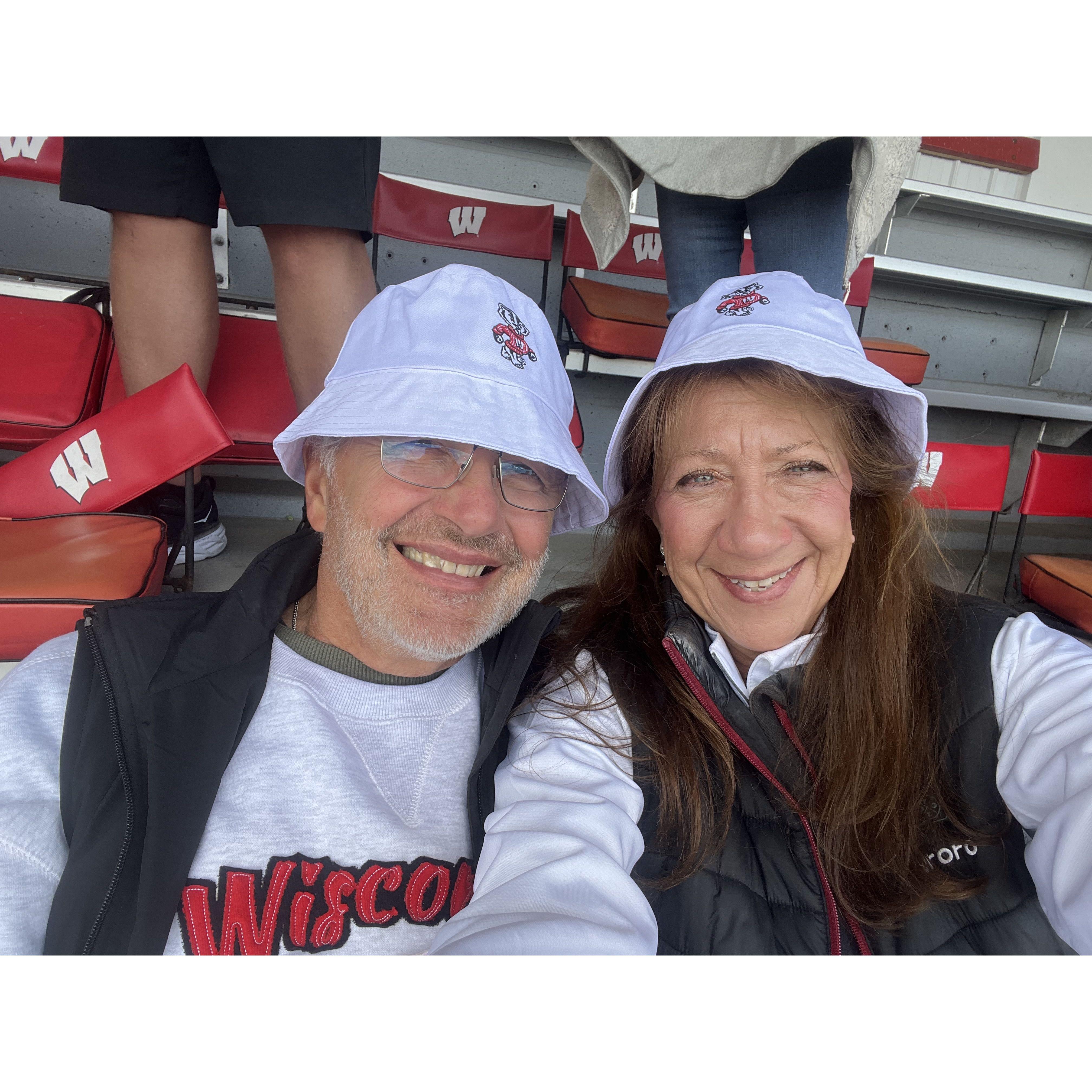 White out at a Badger football game.