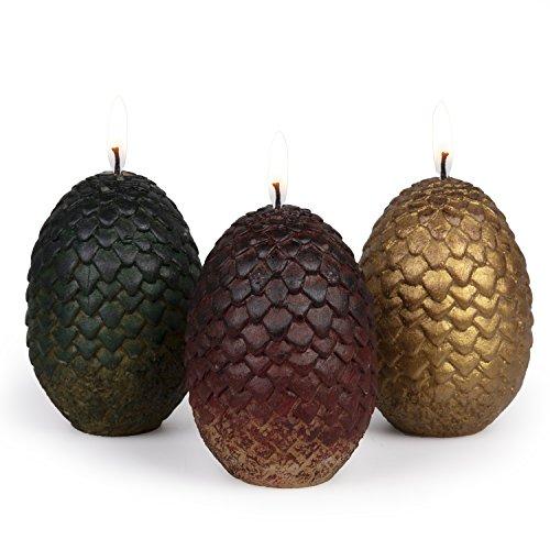Game of Thrones Sculpted Dragon Egg Candles, Set of 3 - Perfect for GoT Fans - 2 1/2" each