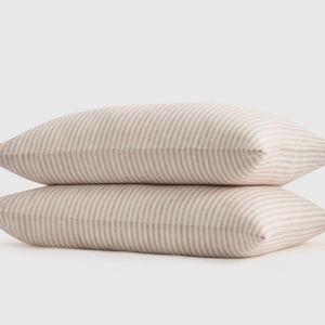 European Linen Pillowcase Set in Natural/white Stripe