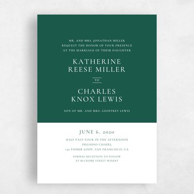 Green Wedding Invitation - Potter Rise