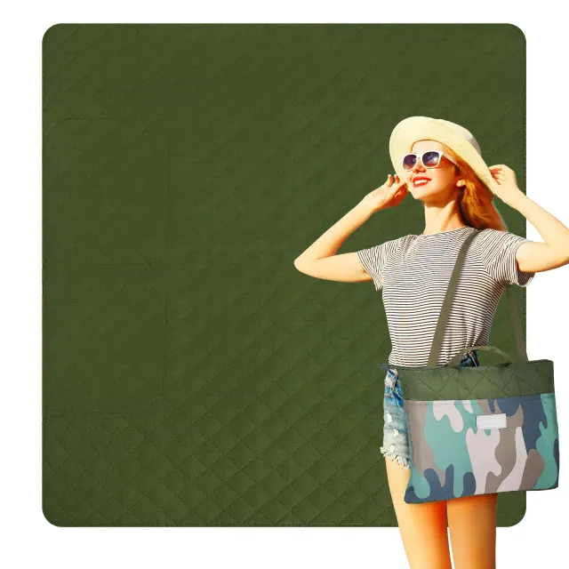 Tirrinia Outdoor Portable Picnic Blanket with Shoulder Strap, 50”x 60” Camping Blanket, Beach Picnic Blankets, Lightweight for Summer Camping