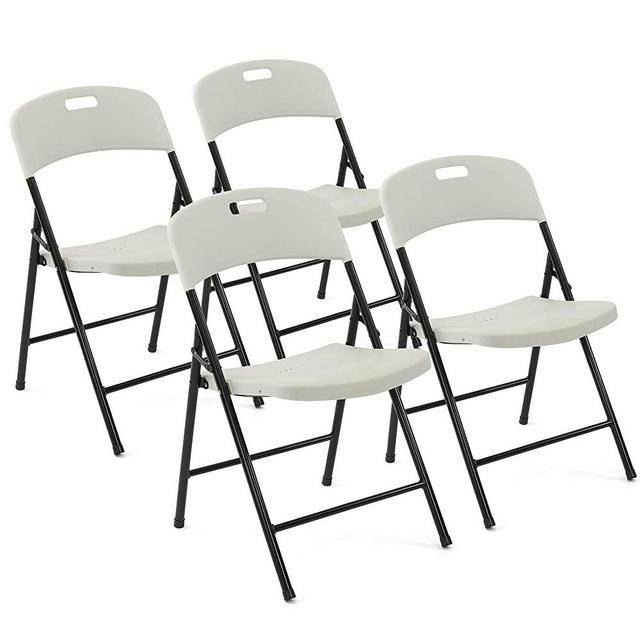 Creative Outdoor Folding Chairs | Durable & Sturdy | Perfect for Camping and Outdoor Events | Easy to Clean | White (4 Chairs)