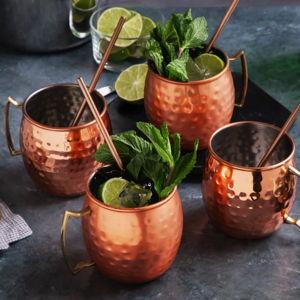 Moscow Mule Mugs 14 oz Stainless Steel Hammered Finish (Set of 4) - Copper