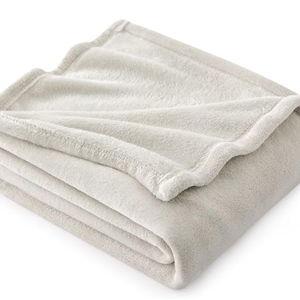 Bedsure Fleece Throw Blanket Linen - 300GSM Soft Lightweight Plush Cozy Blankets for Bed, Sofa, Couch, Travel, Camping, 50x60 inches