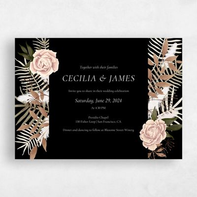 Black Floral Wedding Invitation - Segovia Landscape