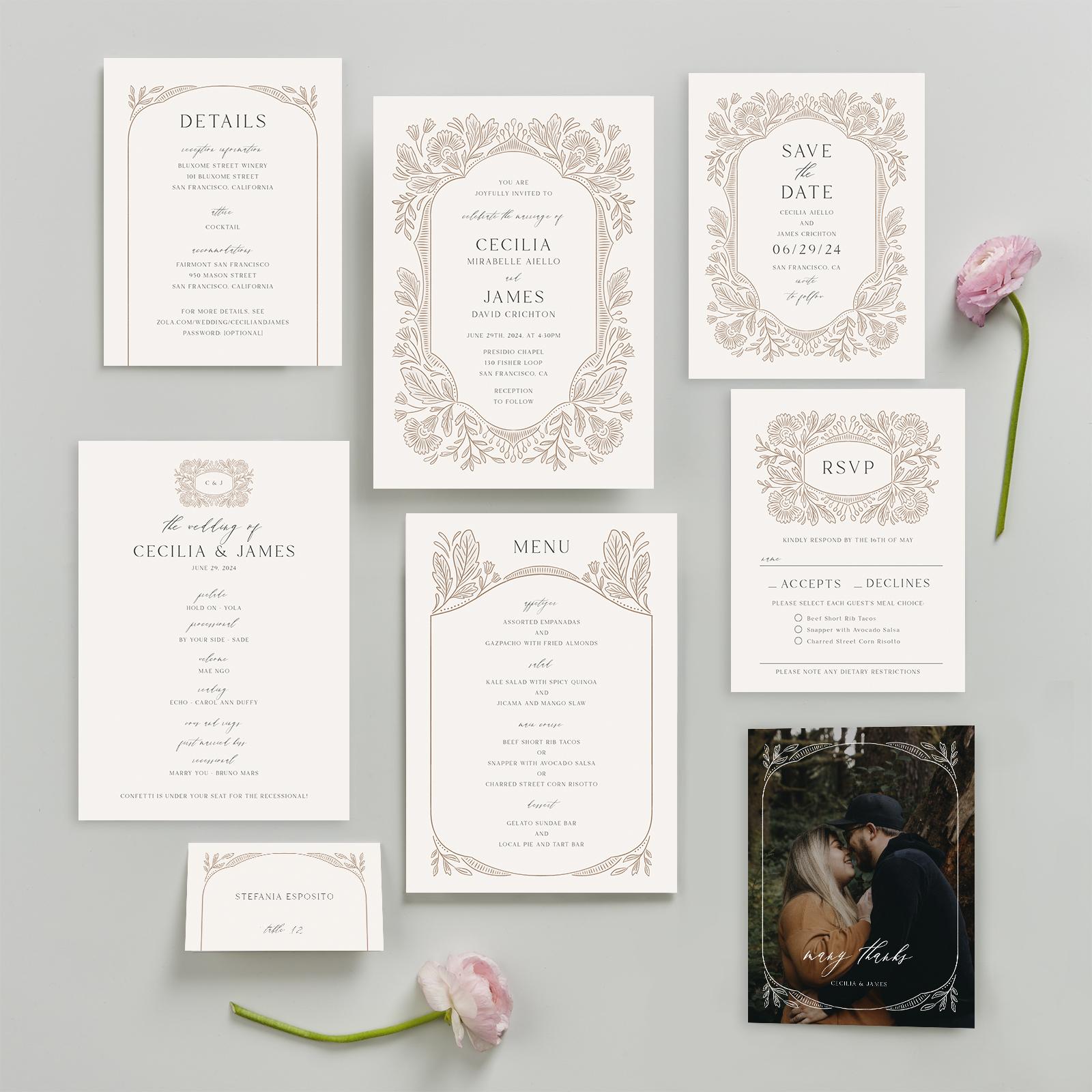 Zola save the dates caleania portrait