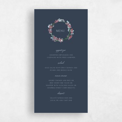 Grayed Navy, Black Wedding Menu - Allamia