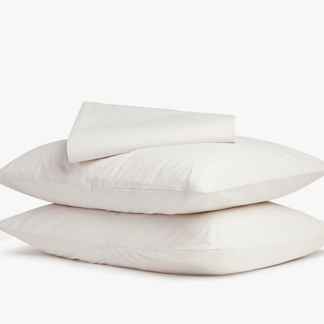 Percale Queen Sheet Set - Sand with Top Sheet