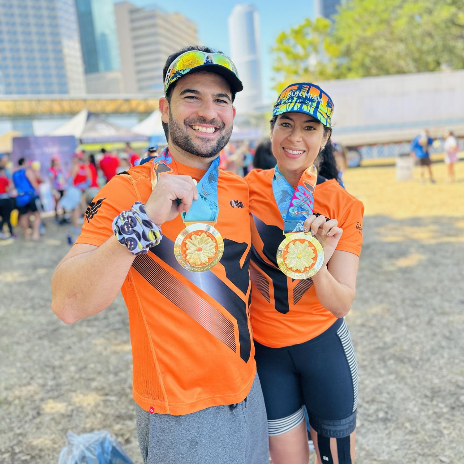 We raced together , holding hands thru the whole MARATHON