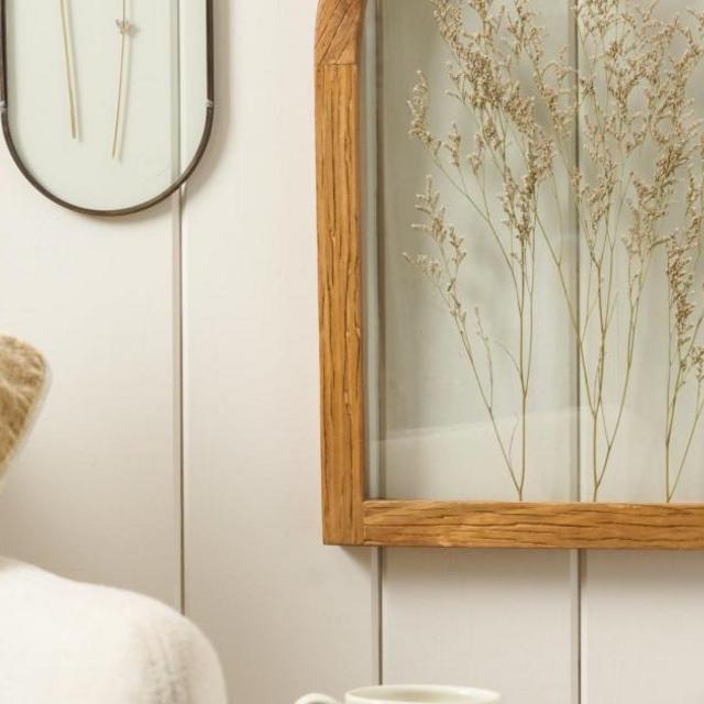 Natural Wood Framed Pressed Floral Plaque