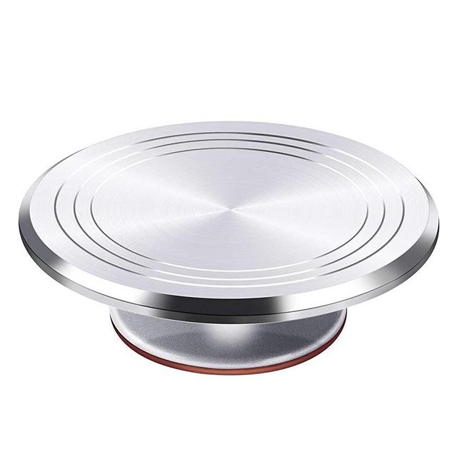 Puroma Aluminium Alloy Rotating Cake Turntable 12'' Revolving Cake Stand with Non-slipping Silicone Bottom, Ideal Cake Decorating Supply for Cake Decorations, Pastries and Cupcakes