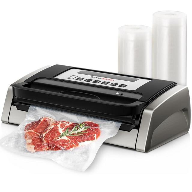Bonsenkitchen Vacuum Sealer Machine, Globefish Technology for Perfect Vacuum Sealing, Powerful Low-Noise Food Vacuum Sealer with Easy Handle Design, Built-in Cutter and Bag Storage, 2 Bag Rolls