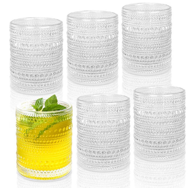 Cocktail Glasses 10 oz Hobnail Drinking Glasses Set of 6