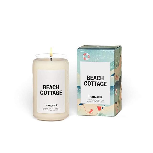 Homesick Scented Candle, Beach Cottage - Scents of Marine, Sandalwood, Plumeria, 13.75 oz