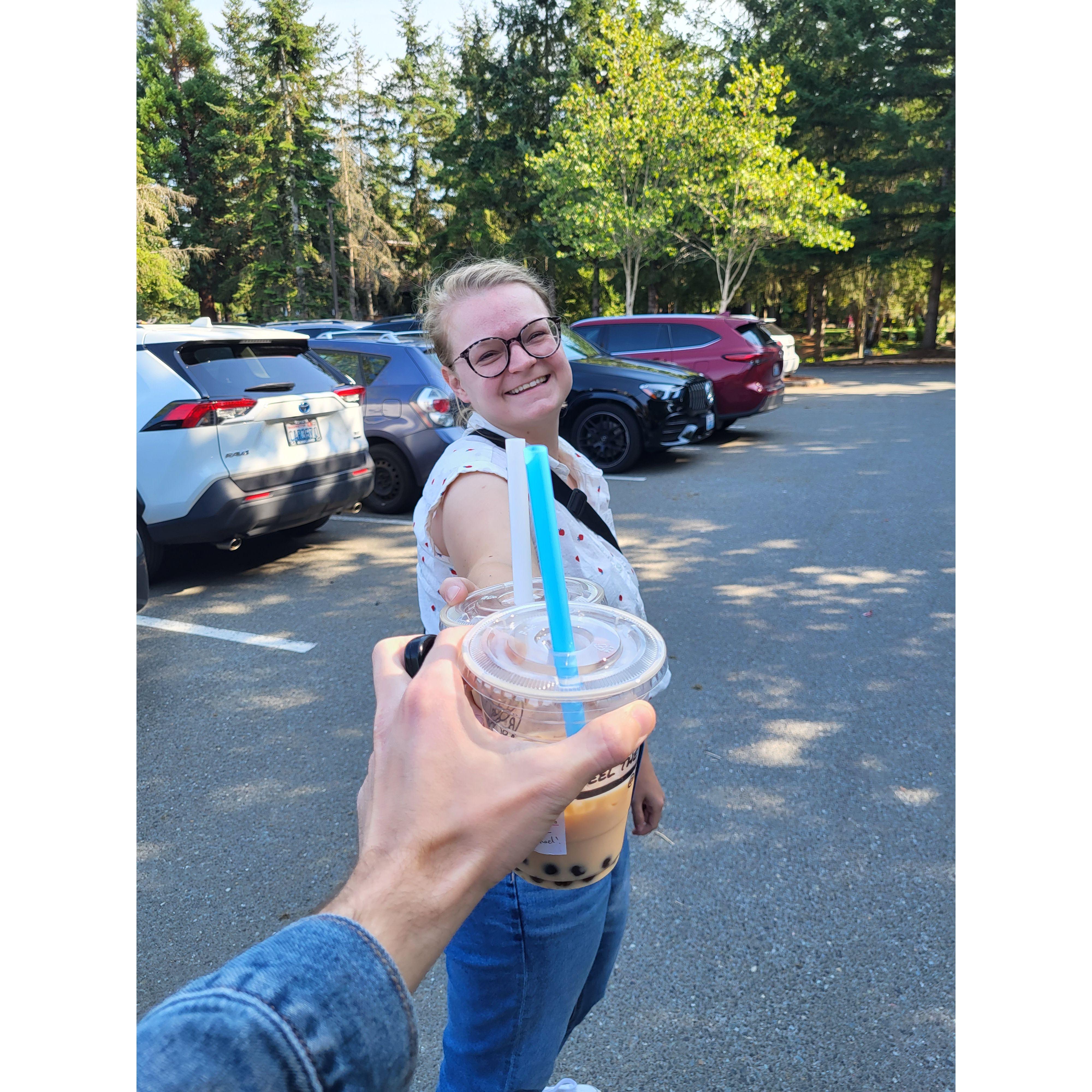 Ryan introduced Emily to the wonderful world of bubble tea. Tell us your favorite place so we can try it!