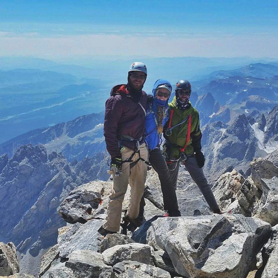 Us on top of the Grand Teton with one of our best friends Joe Toney. We do not recommend sleeping in a 2 person tent with 3 people.