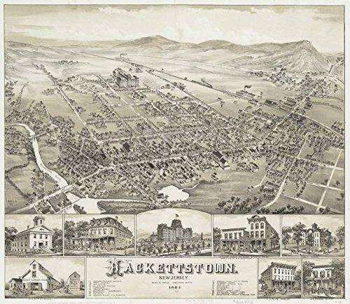 Imagekind Wall Art Print Entitled Vintage Pictorial Map of Hackettstown NJ (1883) by Alleycatshirts @Zazzle | 41 x 36