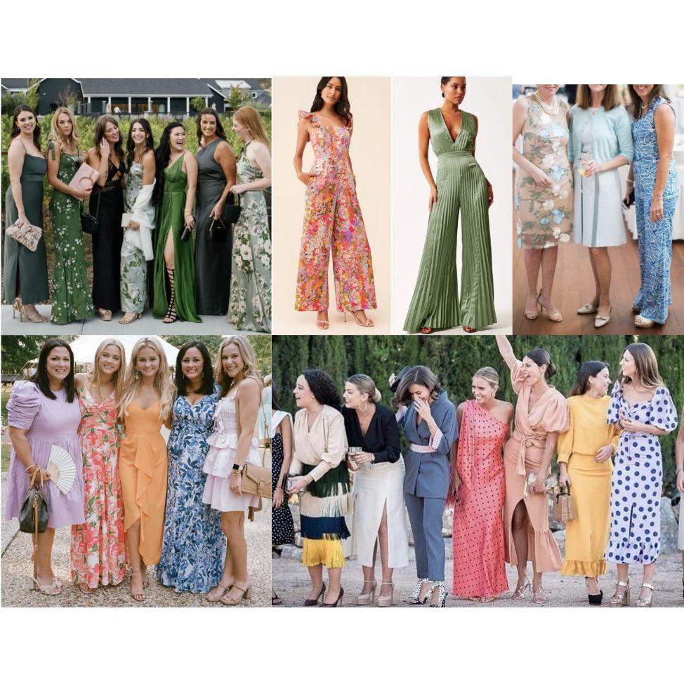 Ladies Attire - any length of dress (long, midi, or cocktail) jumpsuit, or pantsuit.
Colors, patterns, and floral print welcome, accessories, flat heeled shoes. Please do not wear solid white. :)