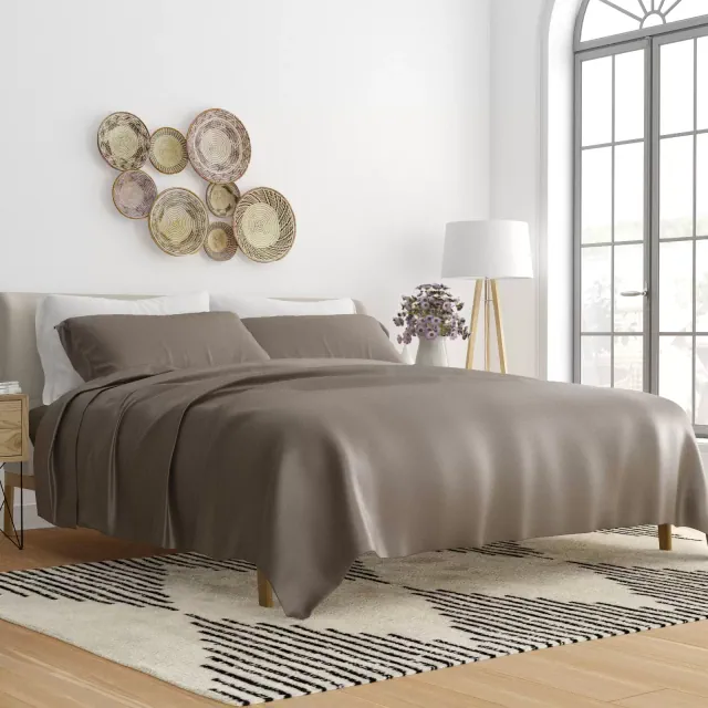 Softest Rayon made from Bamboo 4 Piece Sheet Set - Becky Cameron, Taupe, Queen