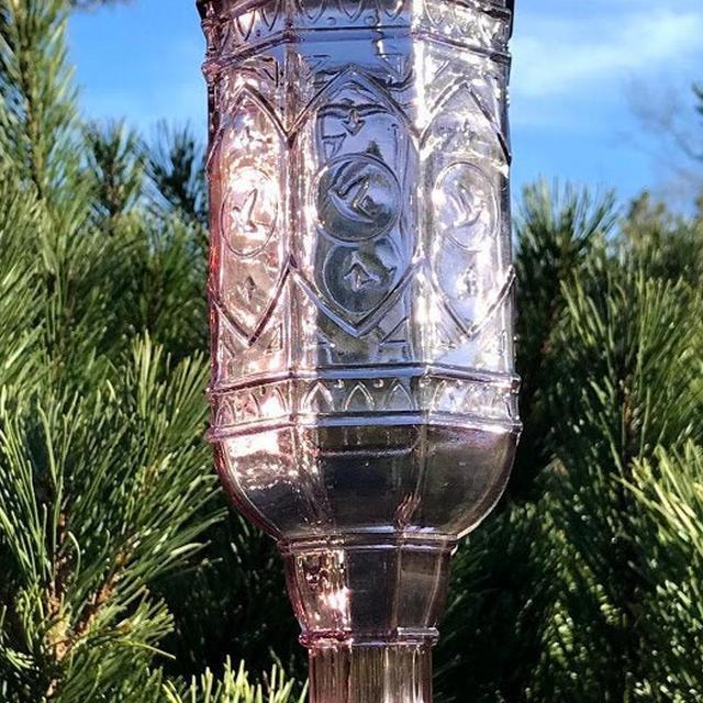 Vintage style 20oz Pinkish Lavender Purple Hummingbird Feeder - Pretty in PINK Glass - Large bird feeder