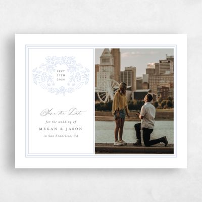 Dark Pastel Blue Wedding Save the Date - Eze Frame