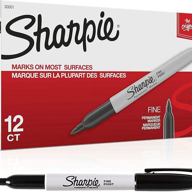 SHARPIE Markers SAN-30001 Fine Point Permanent, Black; 12/Pk